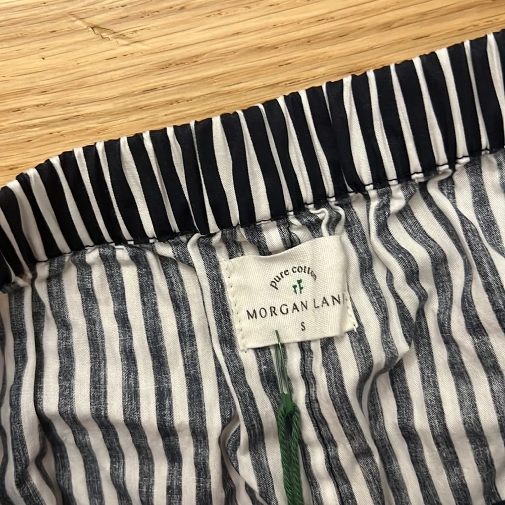 NWT Morgan Lane Gina Nessa Striped Ruffle-Trim Pajama Set - Picture 10 of 12